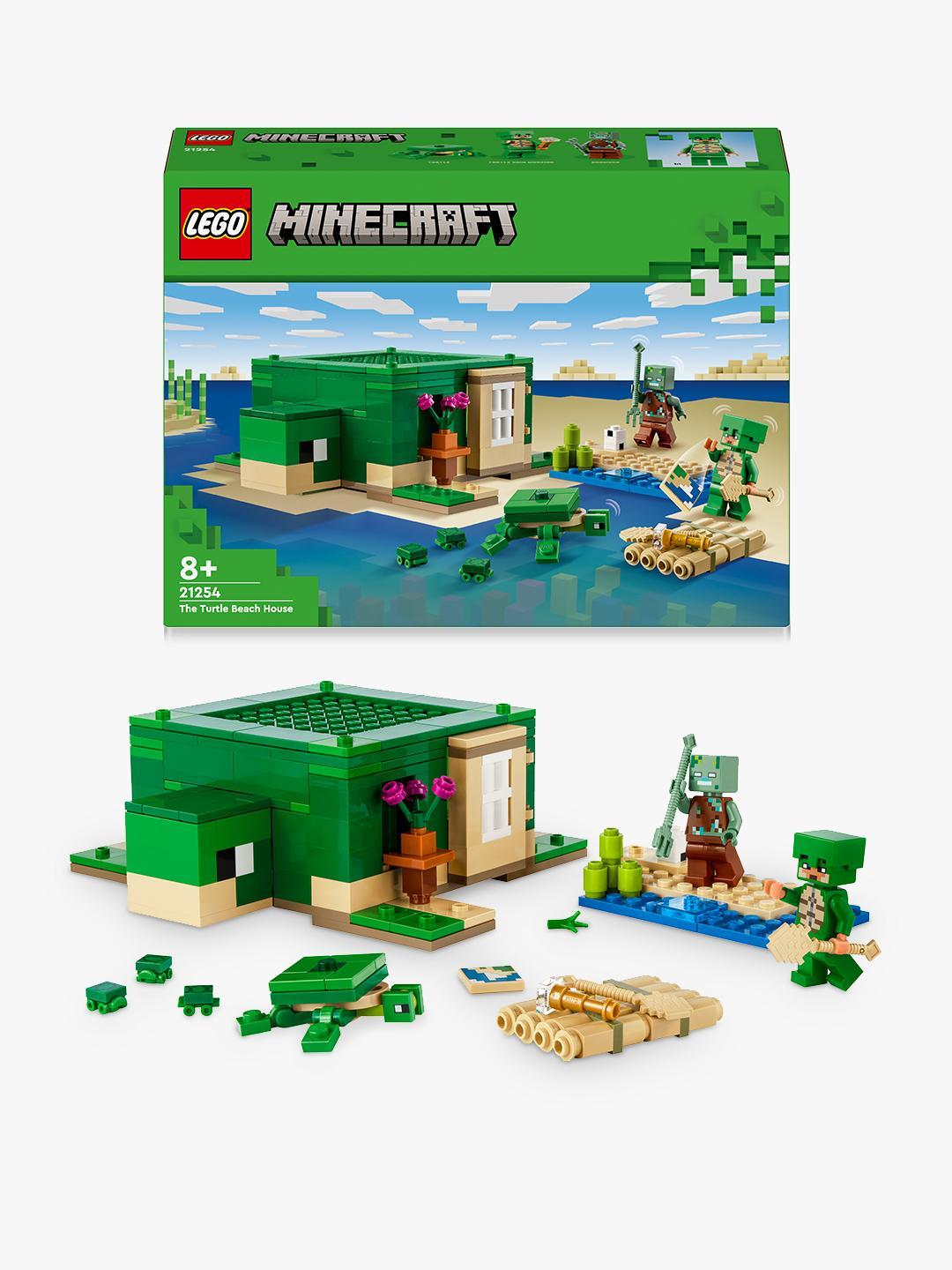 LEGO Minecraft 21254 Beach House della Tartaruga, Casa Giocattolo da Costruire per Bambini di 8+ Anni con Personaggi e Animali