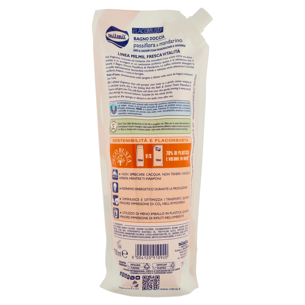 milmil Bagno Doccia passiflora & mandarino Vitalizzante 750 ml