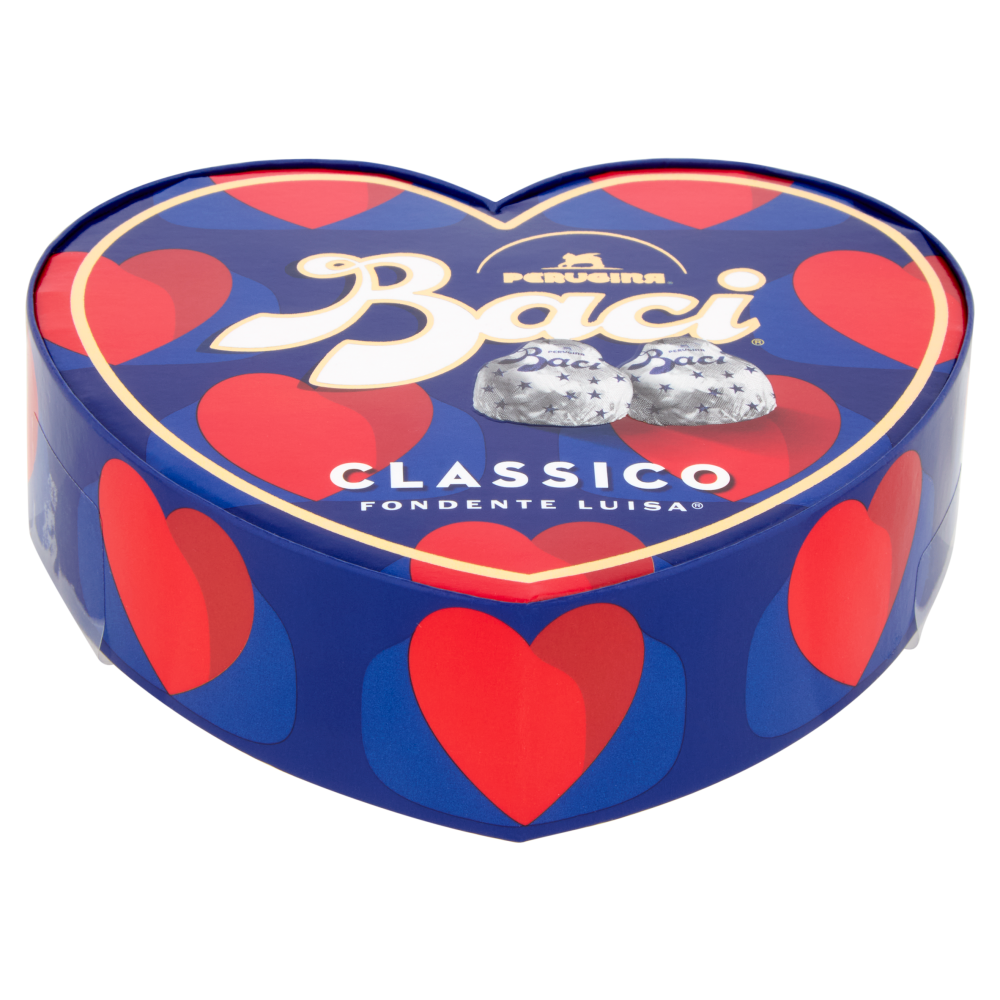 BACI PERUGINA Classico Cioccolatini Fondenti ripieni al Gianduia Scatola Cuoricino San Valentino 50g