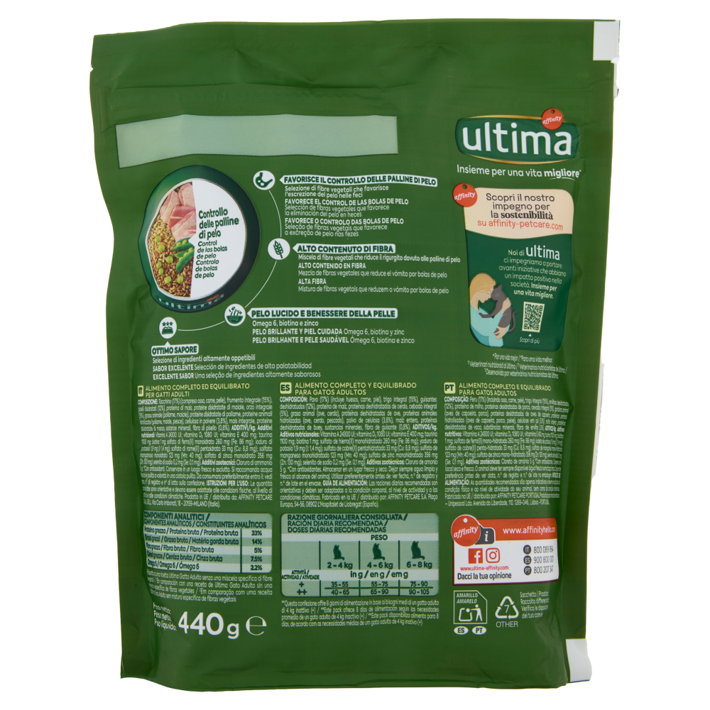 ultima Cat Palline di Pelo con Tacchino 440 g