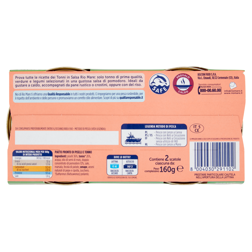 Rio mare Tonno in salsa con Piselli 2 x 160 g