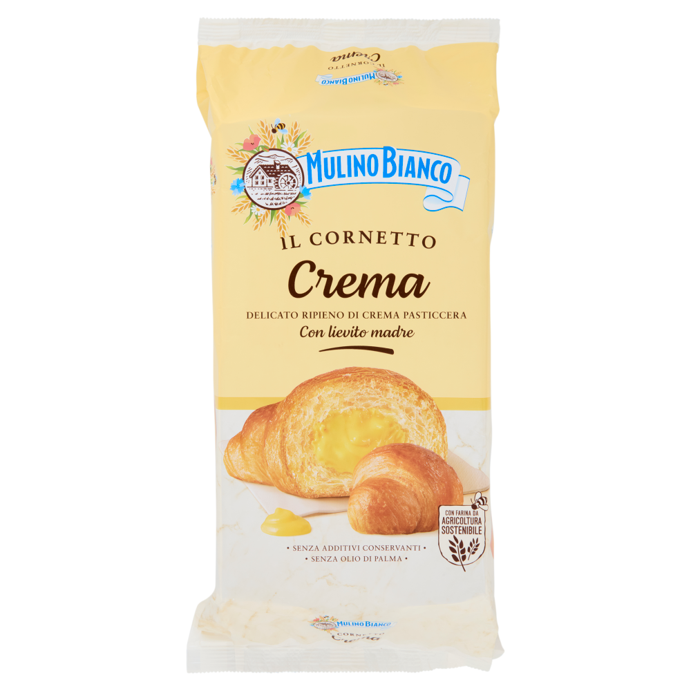 Mulino Bianco Cornetti Crema Merenda senza Additivi Conservanti 6 pezzi 300g