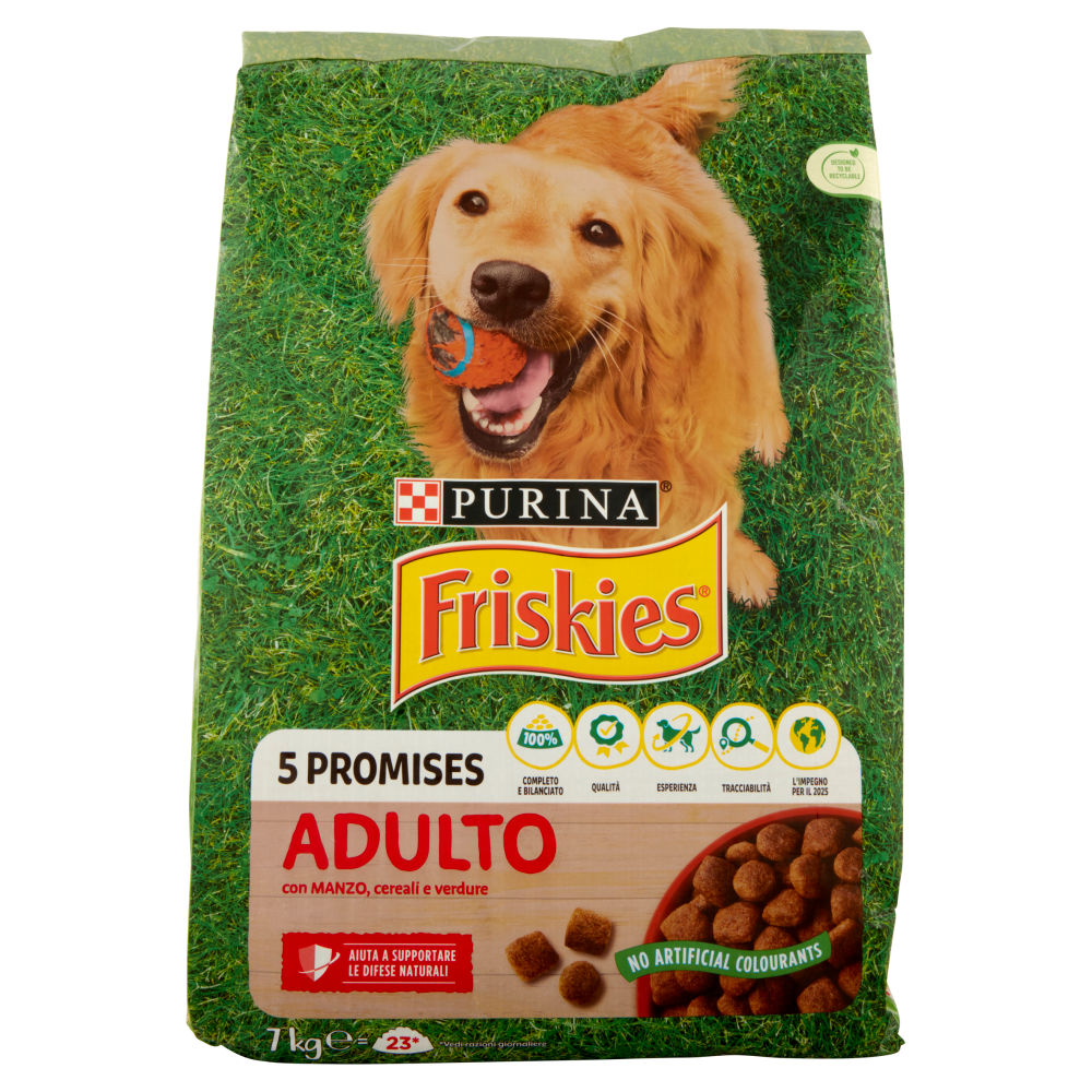 PURINA FRISKIES Cane Adulto con Manzo, Cereali e Verdure 7 kg