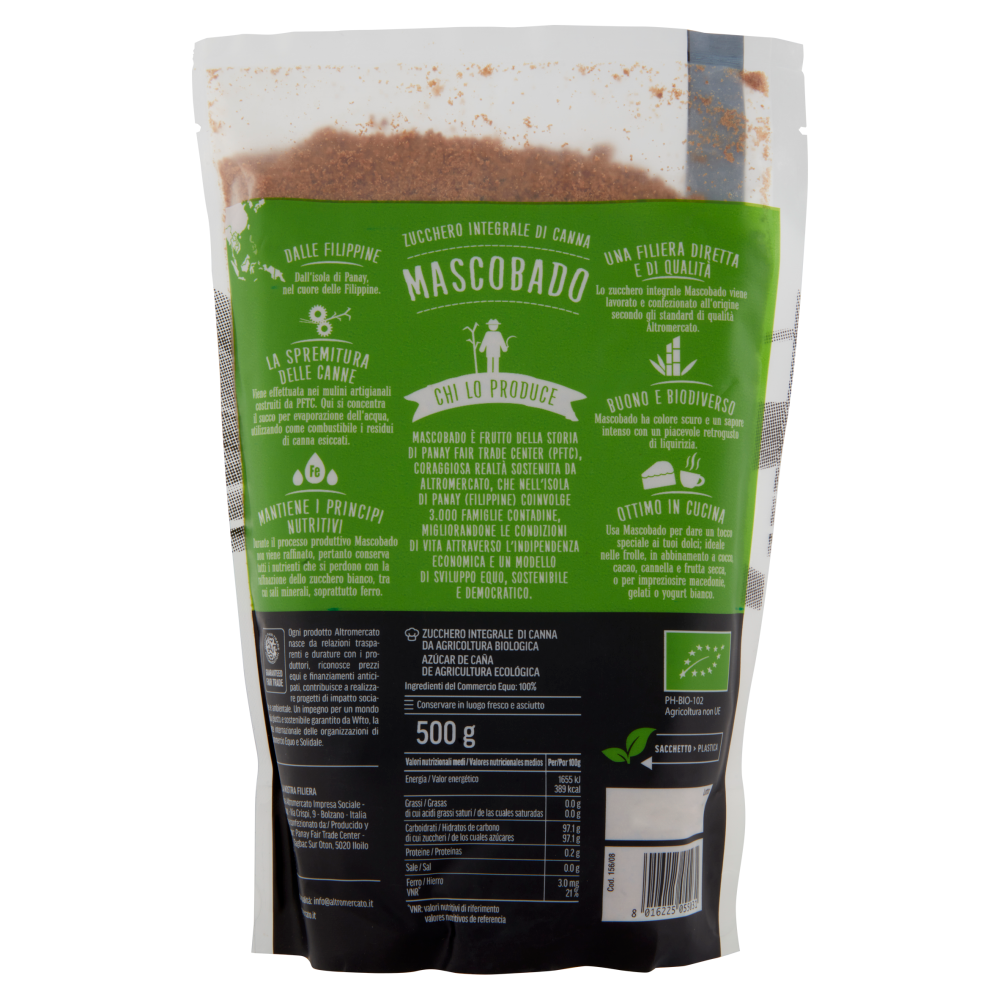 altromercato Bio Mascobado Zucchero Integrale di Canna 500 g