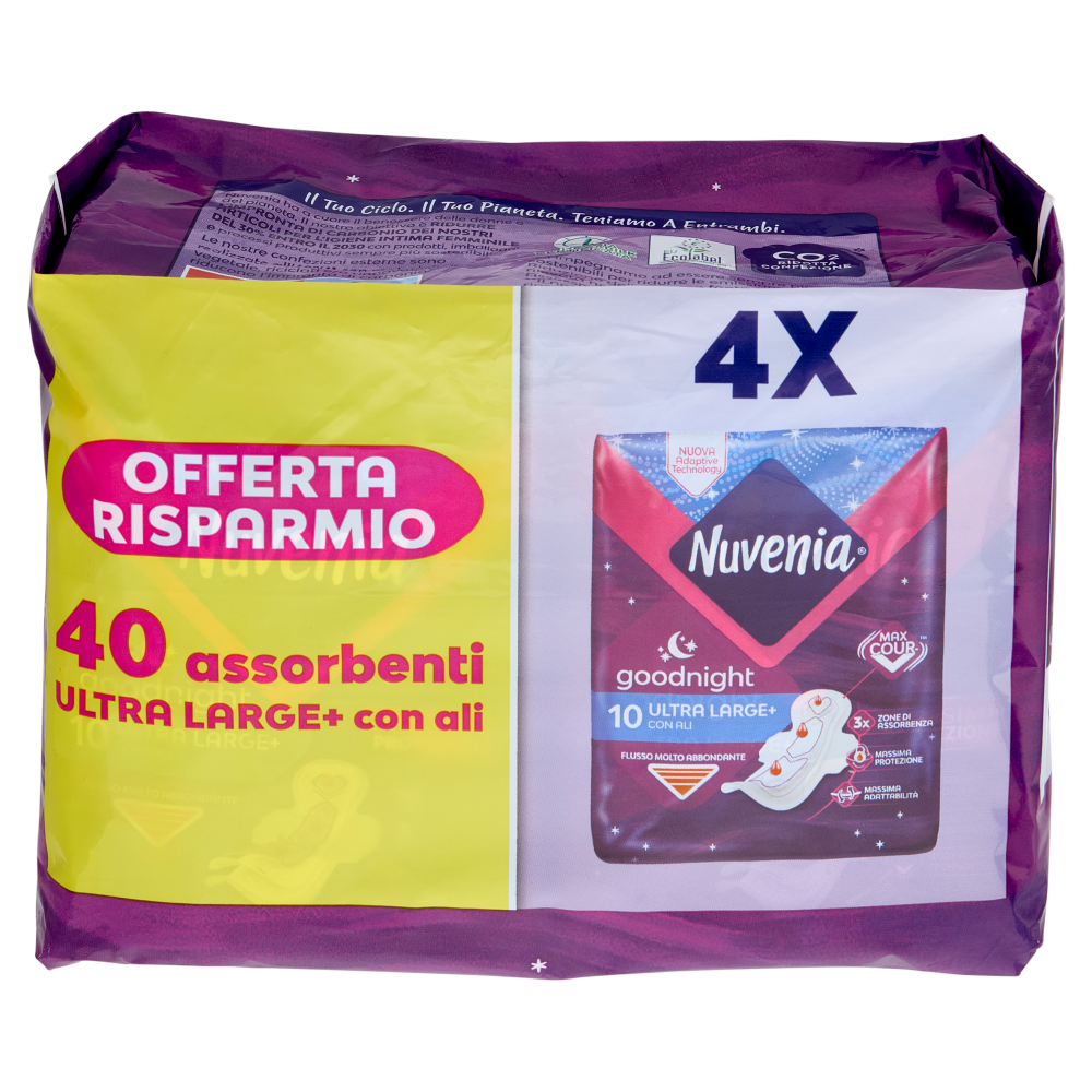 Nuvenia goodnight Ultra Large+ con Ali 4 x 10 pz