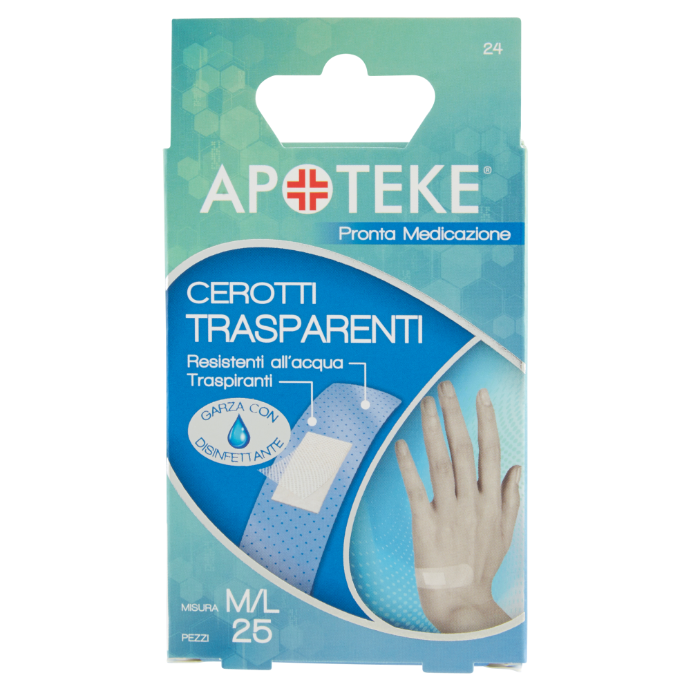Apoteke Pronta Medicazione Cerotti Trasparenti Misura M/L 25 pz