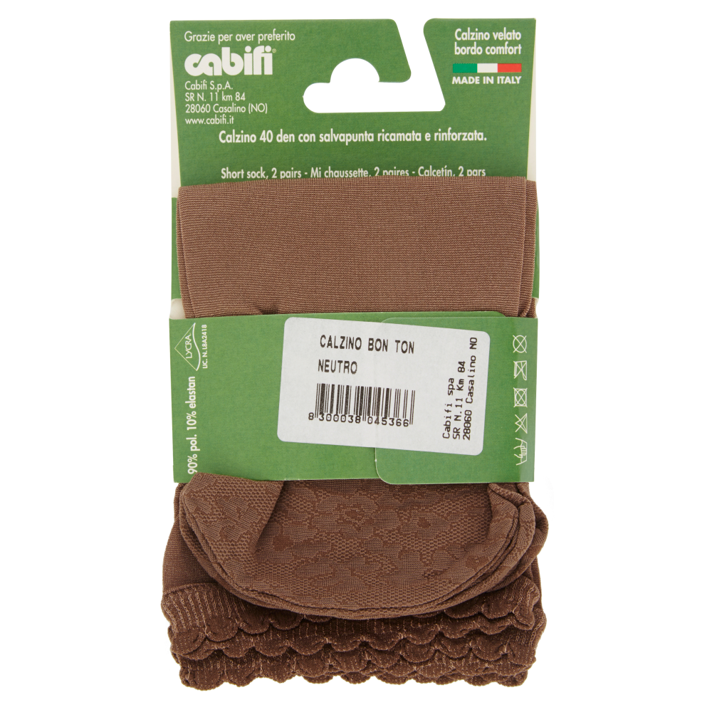 cabifi Bon Ton Calzino 40 Den Salvapunta Taglia Unica Neutro 2 Paia