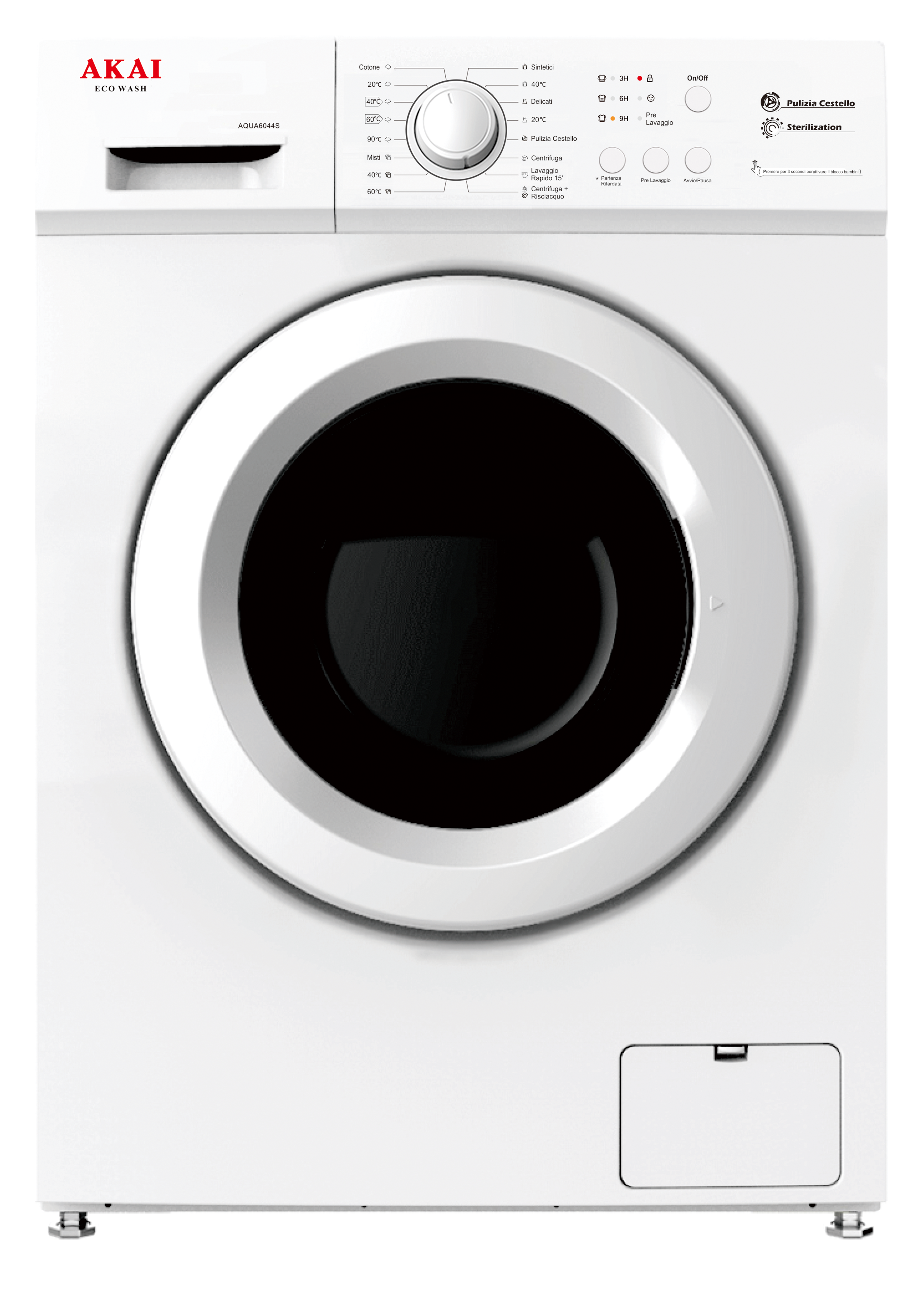 Akai AQUA6044S lavatrice Caricamento frontale 6 kg 1000 Giri/min Bianco