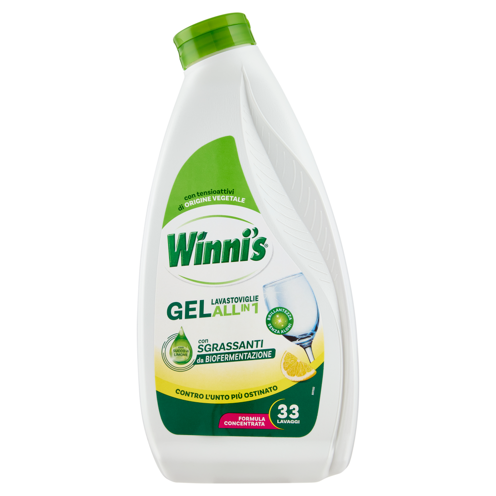 Winni's Gel Lavastoviglie All in 1 con Succo di Limone, 33 Lavaggi, 561 ml