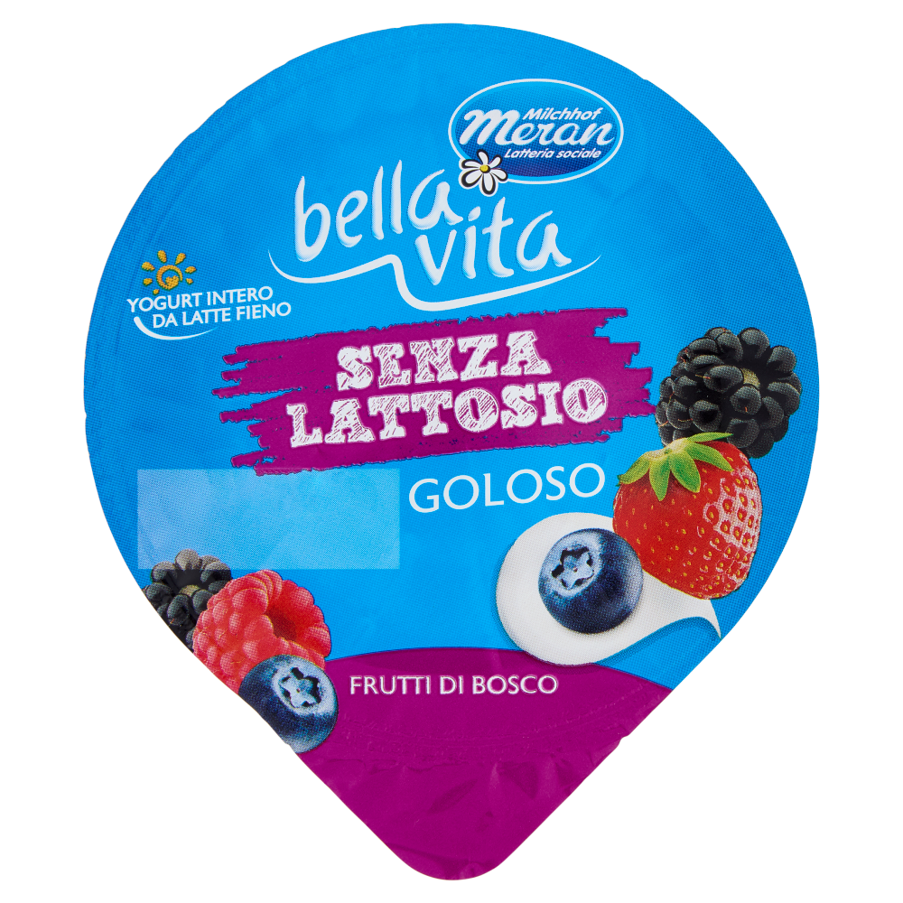 bella vita Yogurt Intero da Latte Fieno Senza Lattosio Goloso Frutti di Bosco 150 g