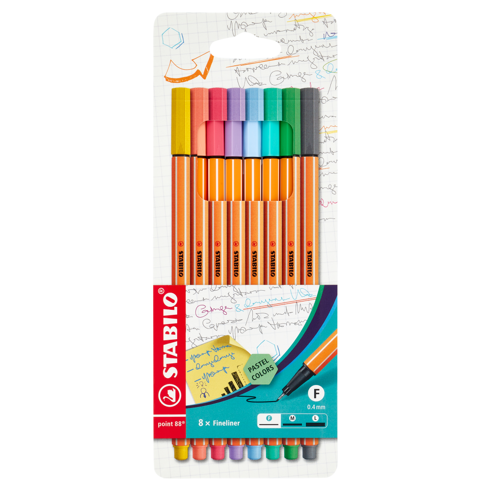 STABILO point 88 penna fineliner - astuccio da 8 pz. pastel 