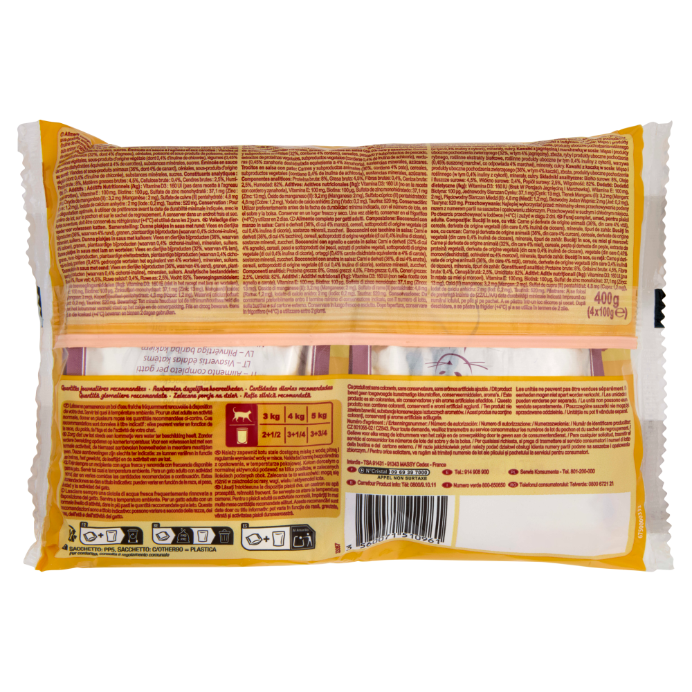 Carrefour Companino Vitalive Original Selection Salsa manzo, anatra, tacchino, agnello carote 4x100g