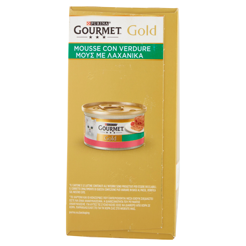PURINA GOURMET Gold Mousse Verdure Trota&Pom/Anatra&Spinaci/Agnello&Fagiolini/Merluzzo&Carote 8x85g