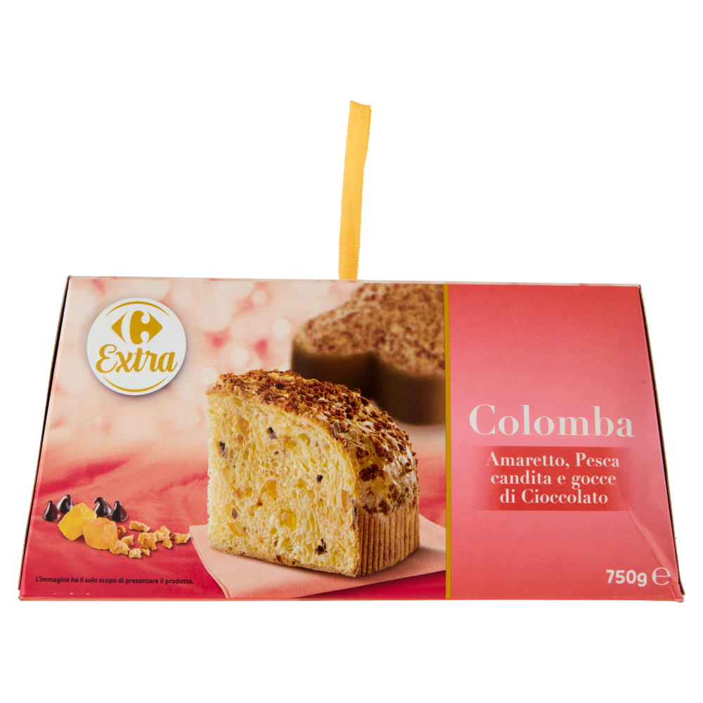 Carrefour Extra Colomba Amaretto, Pesca candita e gocce di Cioccolato 750 g