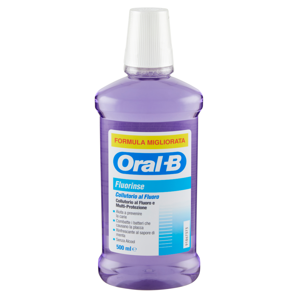 Oral-B Fluorinse Collutorio al Fluoro e Multi-Protezione Senza Alcool Menta 500 ml