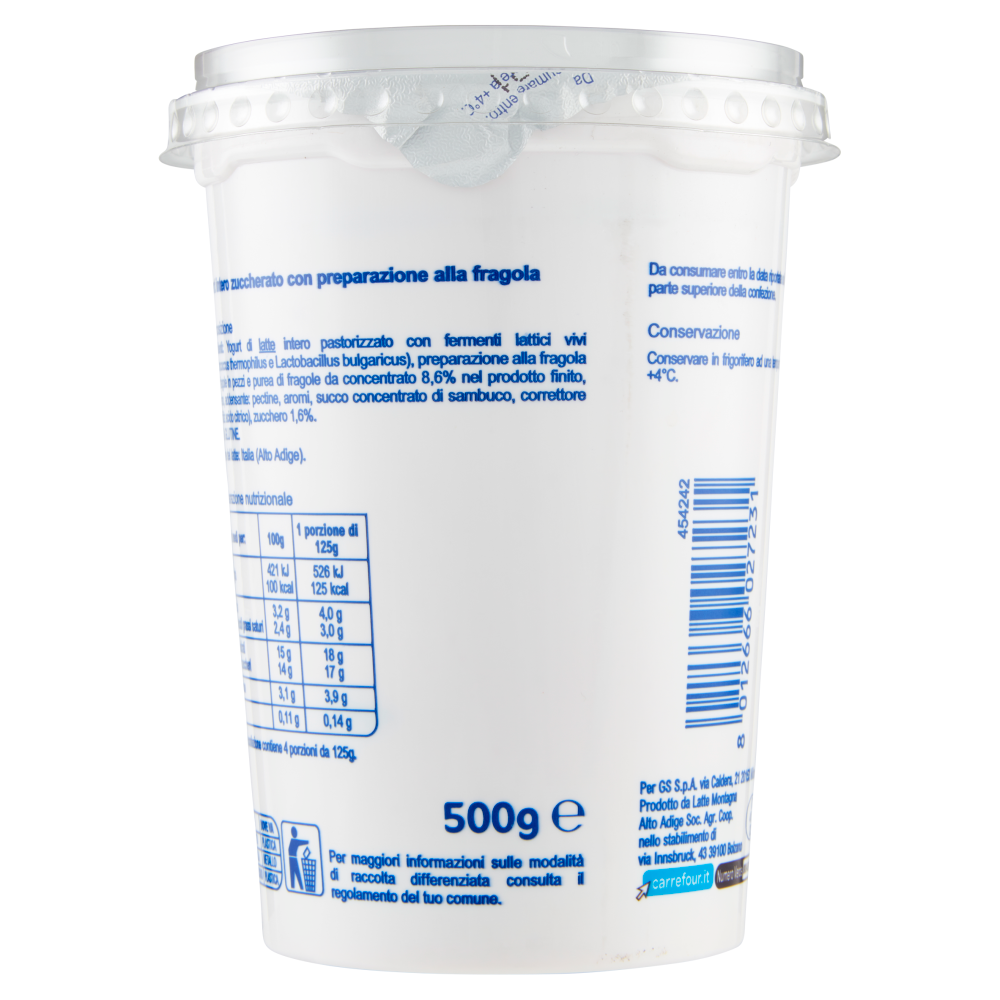 Carrefour Classic Yogurt Cremoso Fragola Frutta in Pezzi 500 g