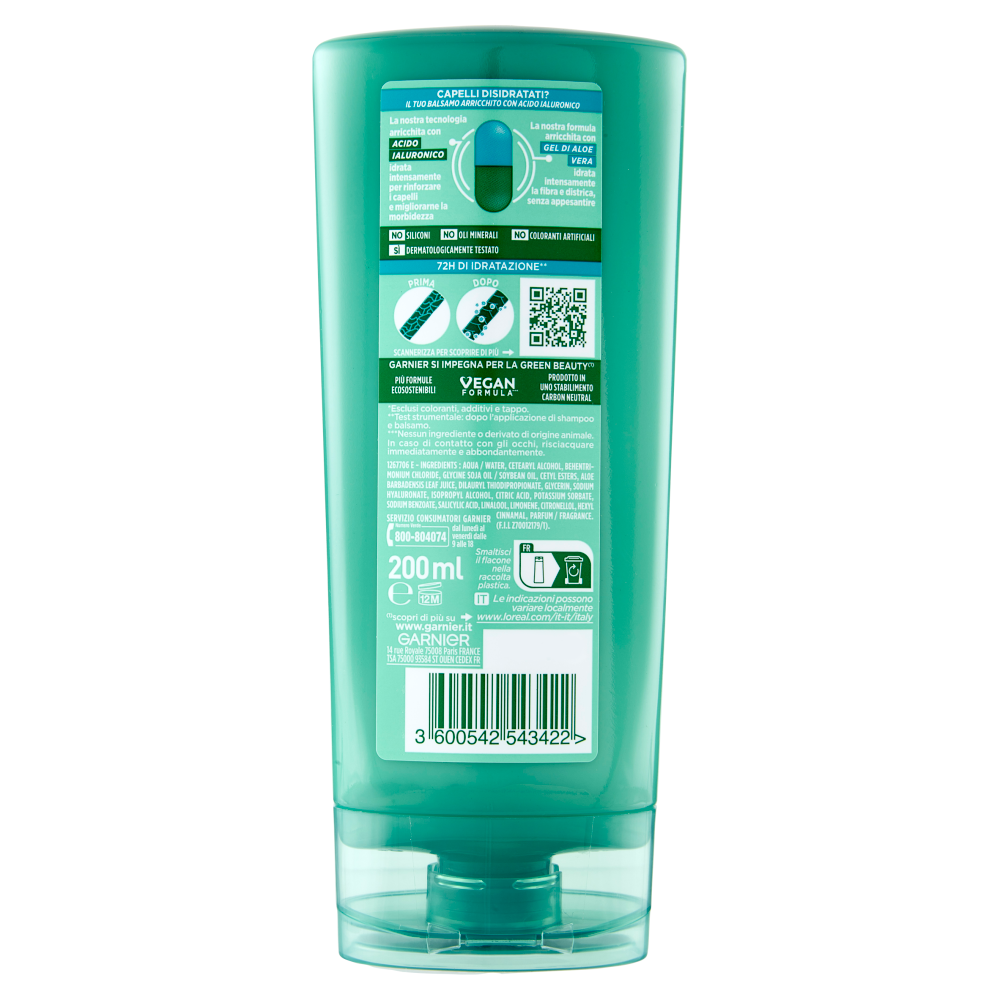 Garnier Fructis Balsamo Aloe Hydra Bomb, balsamo idratante per capelli disidratati, 200 ml