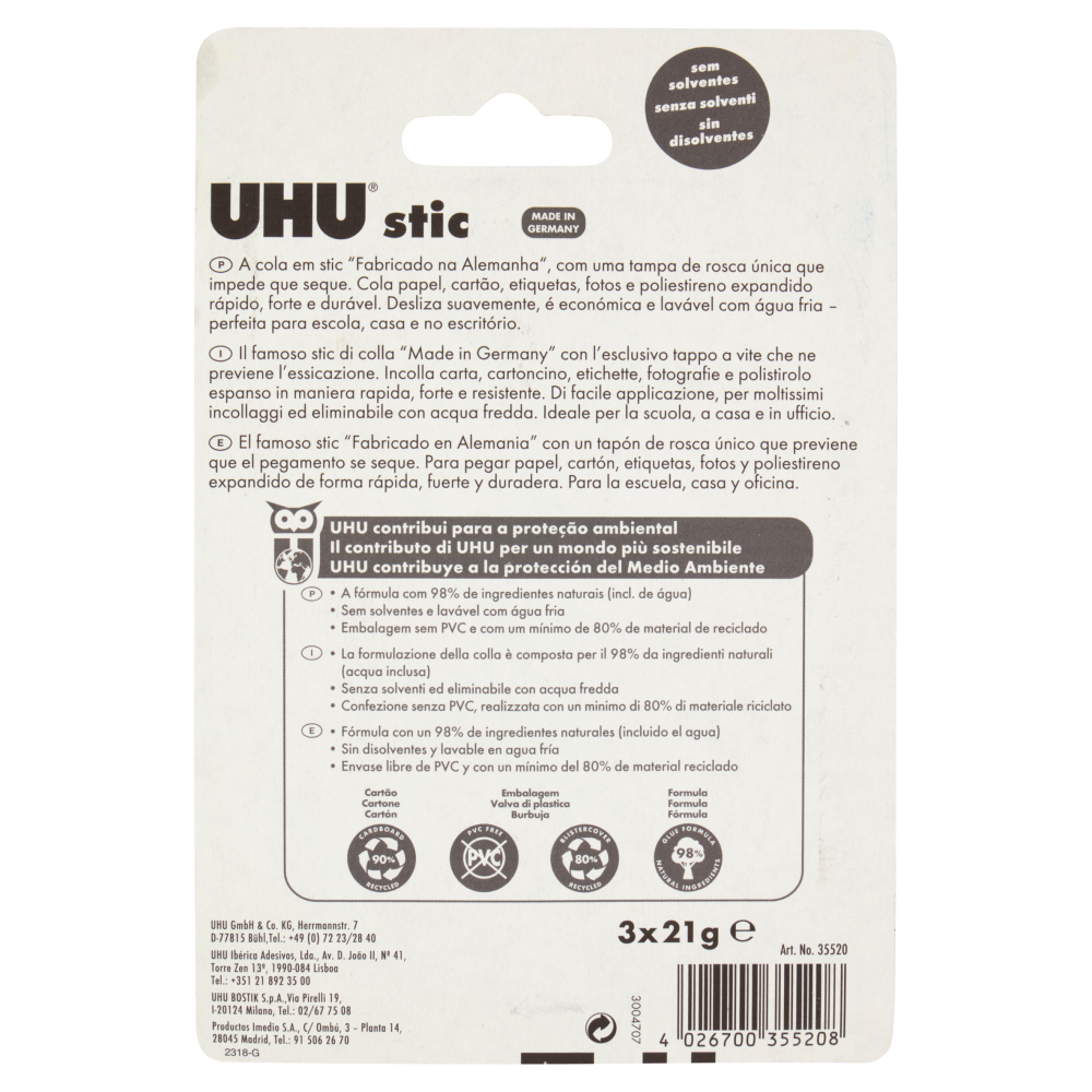 UHU stic 3 x 21 g