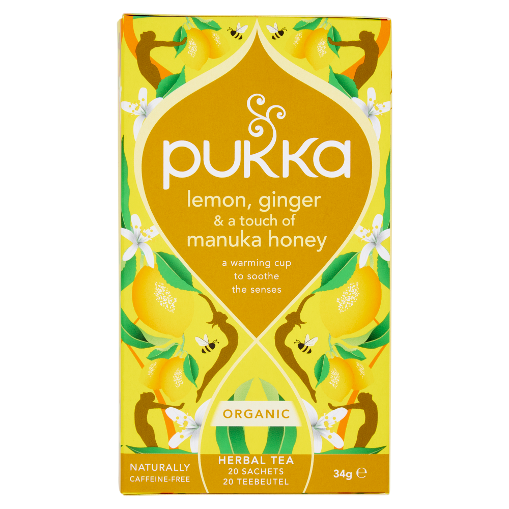 pukka lemon, ginger & a touch of manuka honey Organic Herbal Tea 20 Sachets 34 g