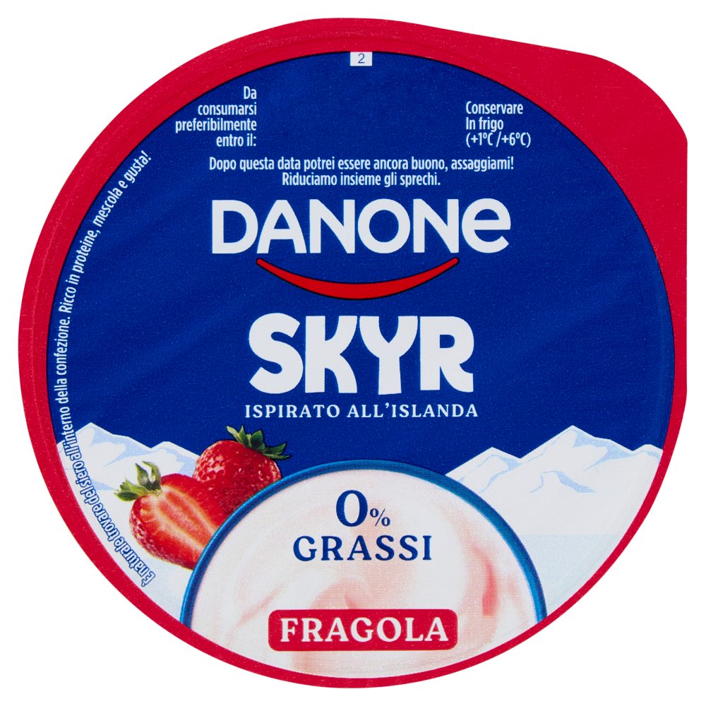 DANONE Skyr, Yogurt ispirato all'Islanda, 0% grassi, Cremoso, Ricco in Proteine, Fragola,150g