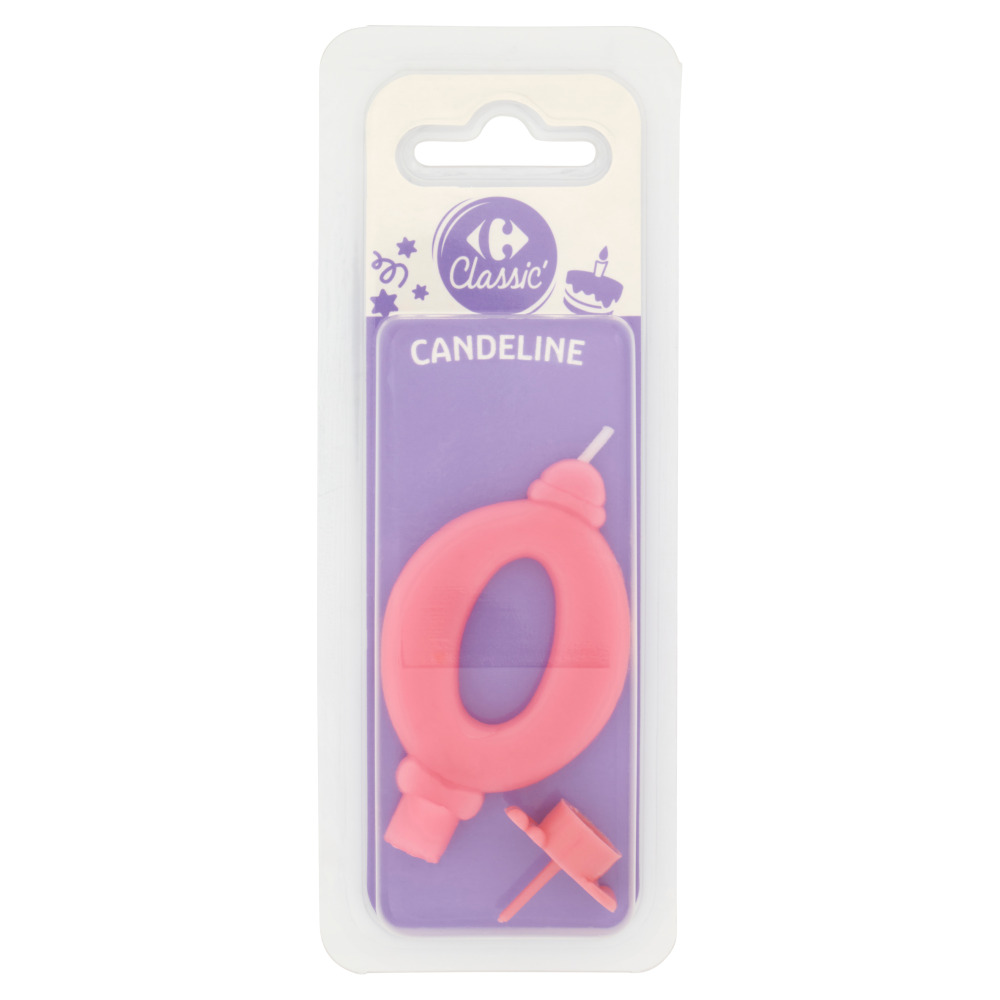 Carrefour Classic Candelina Numero 0 Rosa con supporto