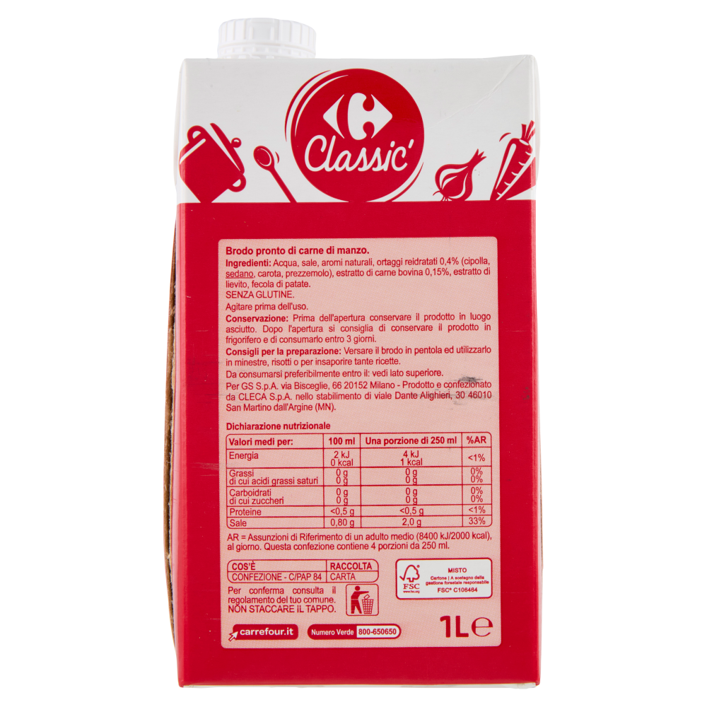 Carrefour Classic Brodo Manzo 1 L