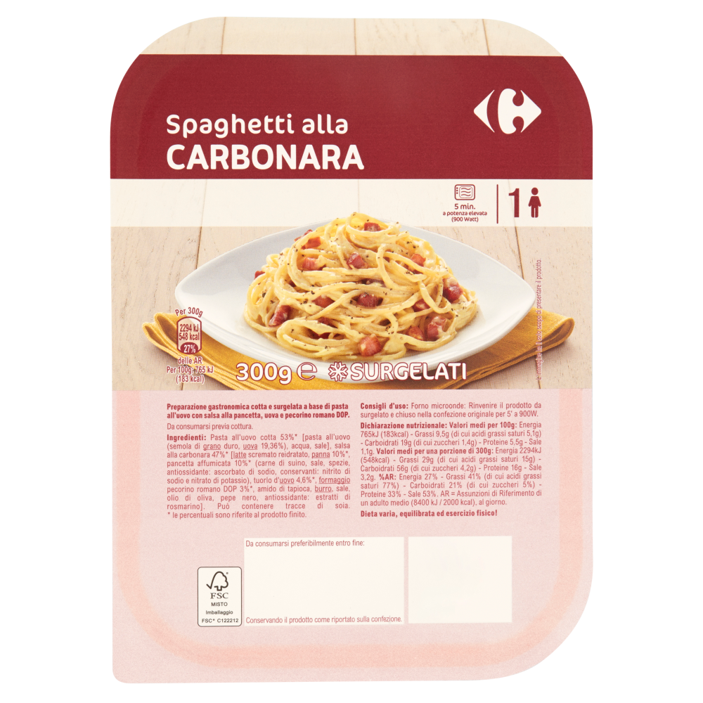 Carrefour Spaghetti alla Carbonara Surgelati 300 g Carrefour