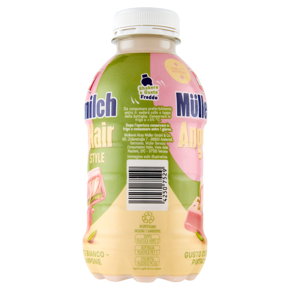 m&uuml;ller M&uuml;llermilch Angel Hair Style Gusto Cioccolato Bianco - Pistacchio - Lampone 418 g