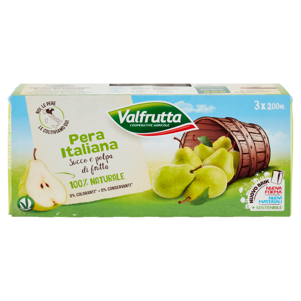 Valfrutta Pera Italiana Succo e polpa di frutta 3 x 200 ml