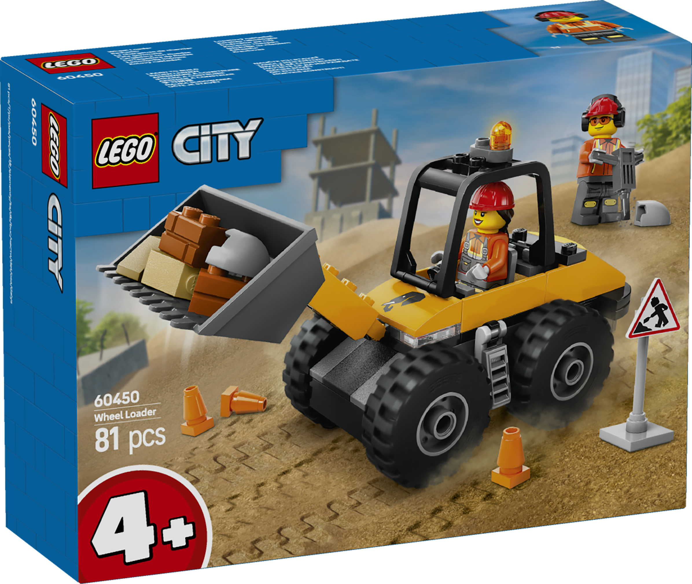 LEGO City 60450 Pala Gommata Gialla, Escavatore Giocattolo da Costruire, Veicolo da Cantiere, Giochi Educativi per Bambini 4+