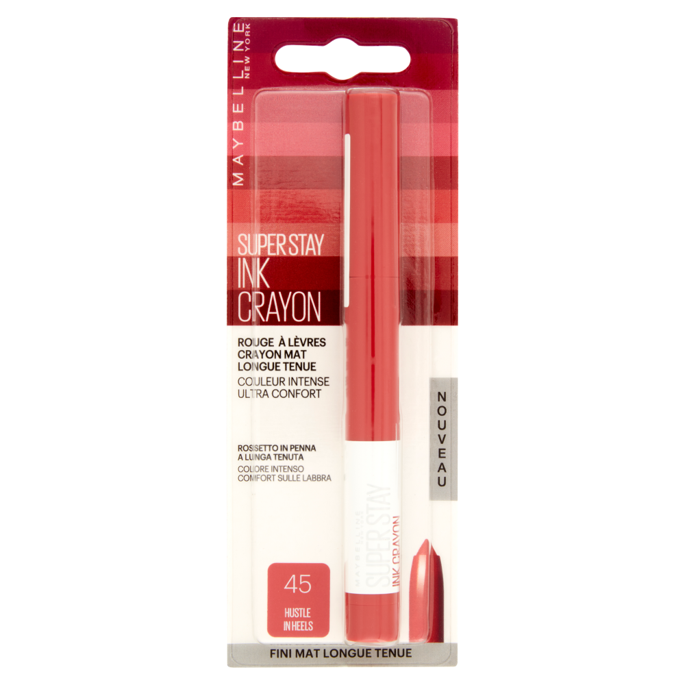 Maybelline New York Rossetto Matita SuperStay Ink Crayon, Matte a Lunga Tenuta, 45 Hustle in Heels