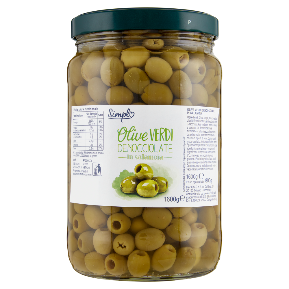 Simpl Olive Verdi Denocciolate in salamoia 1600 g