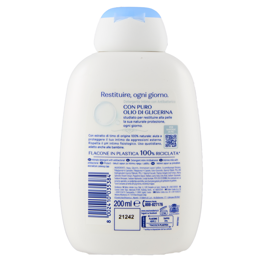Neutro Roberts Intimo con Antibatterico con Estratto di Timo 200 ml