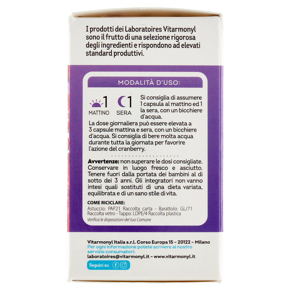 Laboratoires Vitarmonyl Cranberry Benessere delle vie urinarie 60 capsule 20,1 g