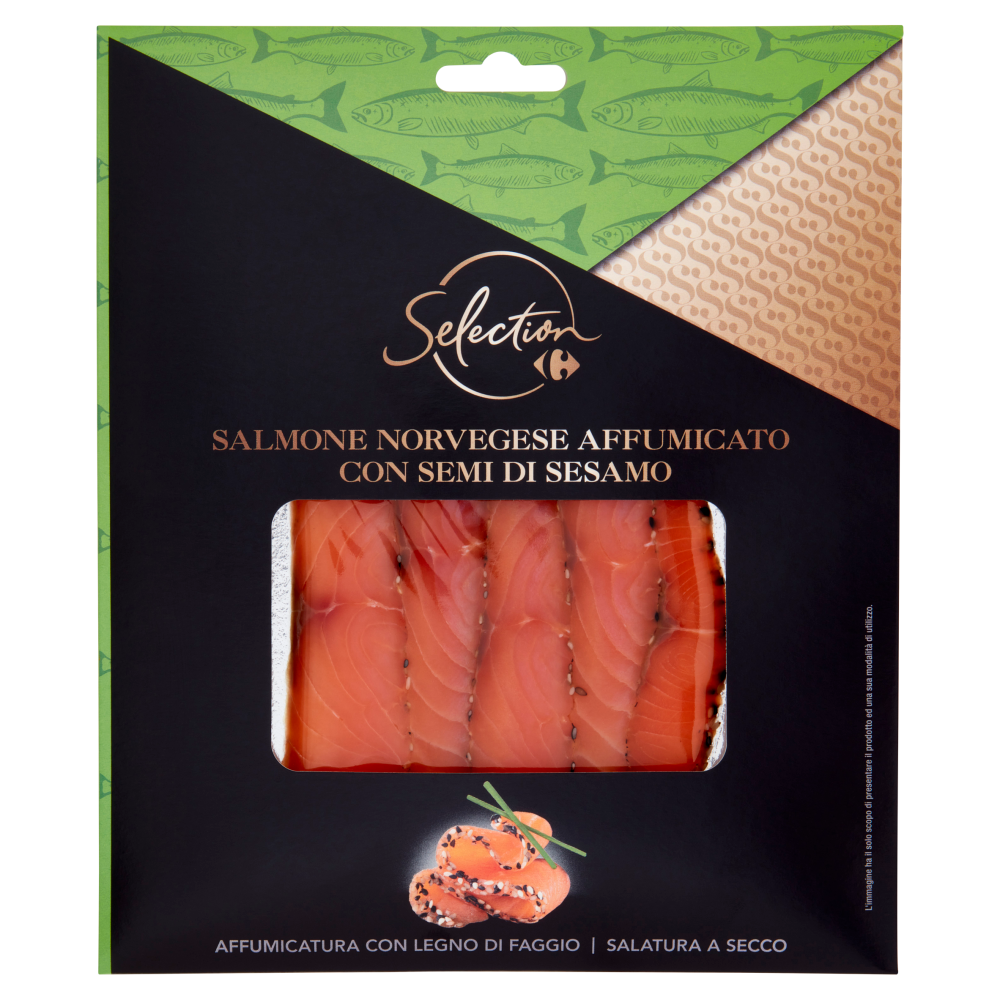 Carrefour Selection Salmone Norvegese Affumicato con Semi di Sesamo 100 g