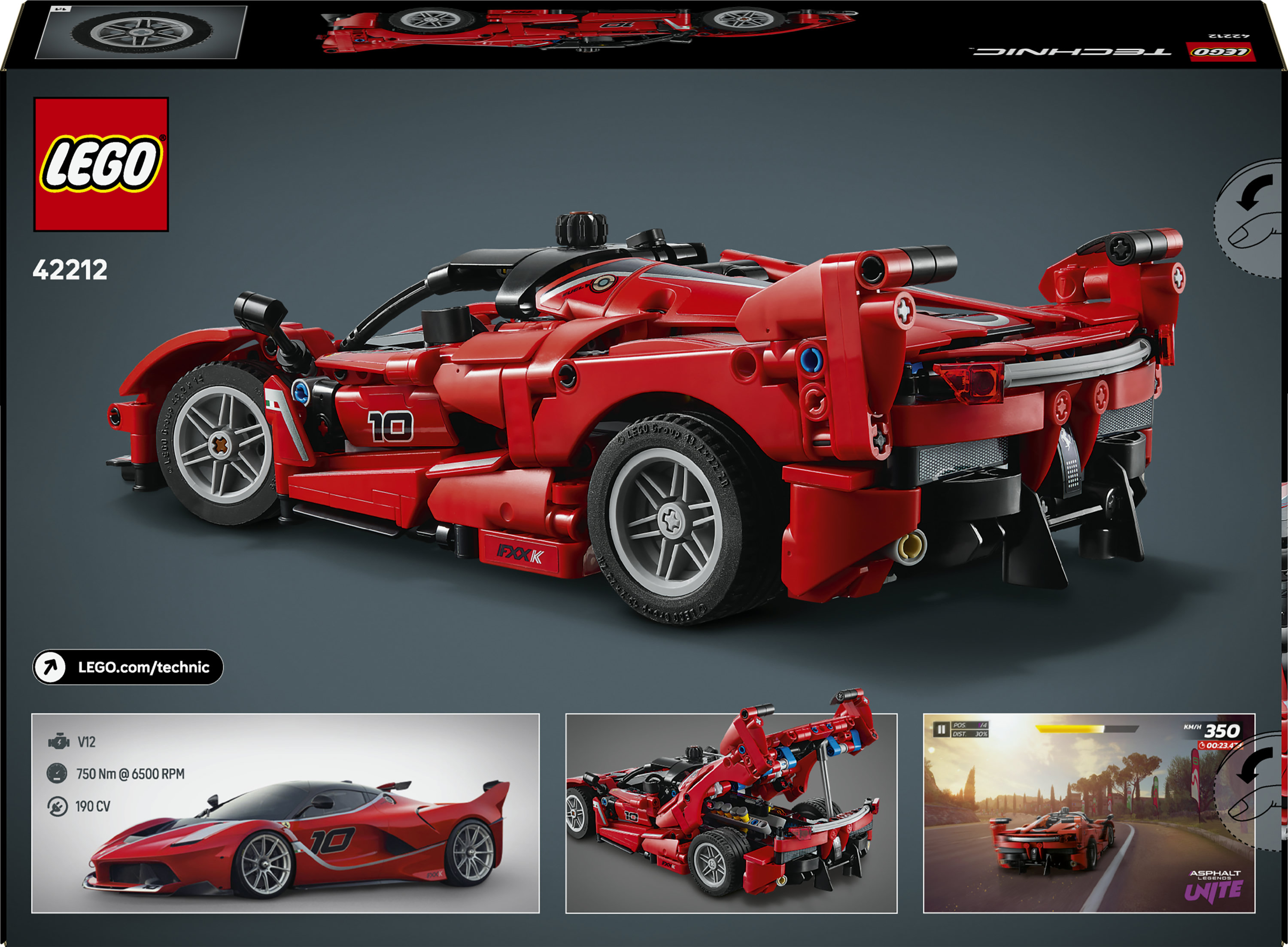 LEGO Technic 42212 Ferrari FXX K, Macchina Giocattolo da Esposizione con Motore V12 con Pistoni Mobili, Idea Regalo 10+ Anni