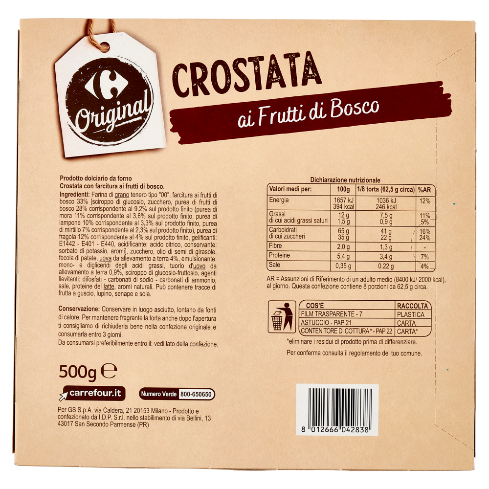 Carrefour Original Crostata ai Frutti di Bosco 500 g