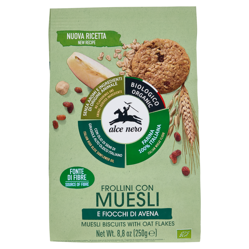 alce nero Frollini con Muesli e Fiocchi di Avena 250 g