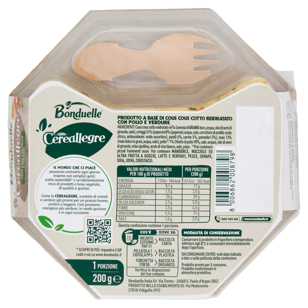 Bonduelle Cereallegre Cous Cous con Pollo e Verdure 200 g