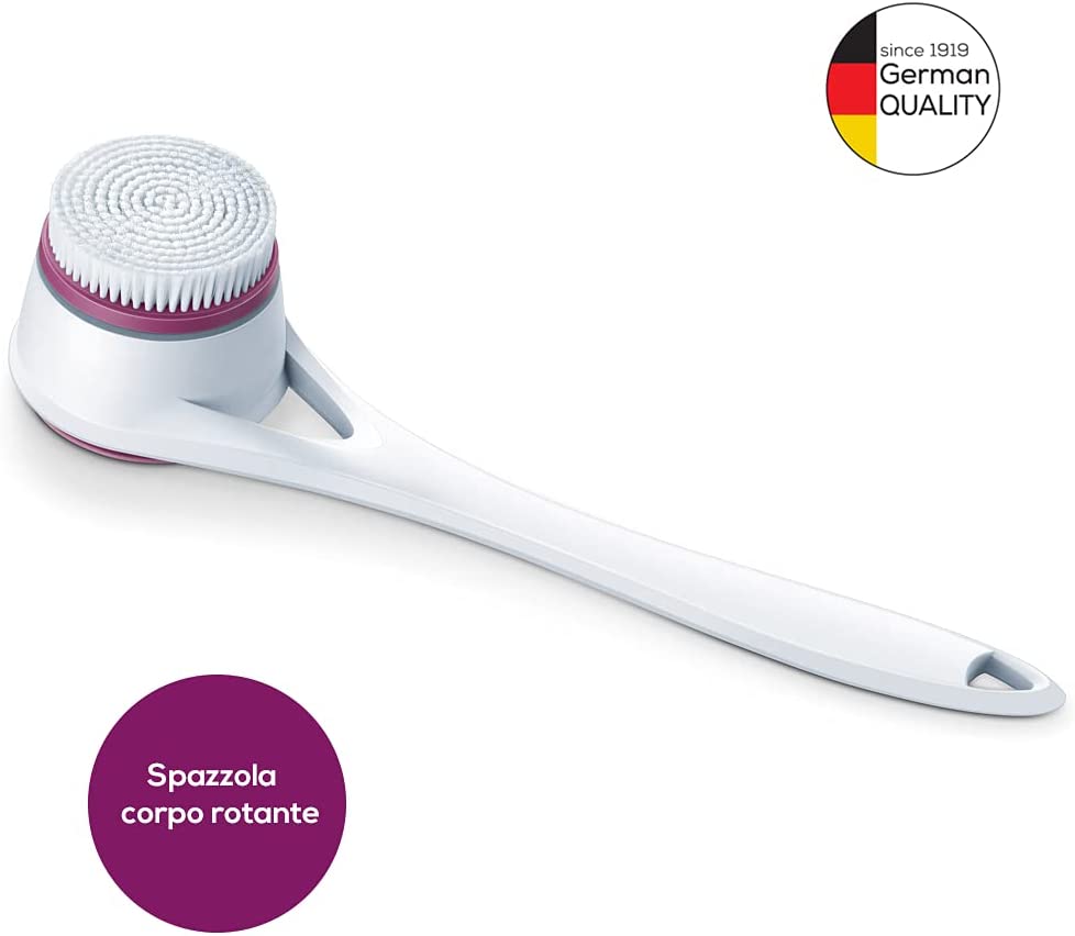 Beurer FC 25 Spazzola Corpo Rotante per Pulizia della Pelle, con 2 Accessori Spazzola