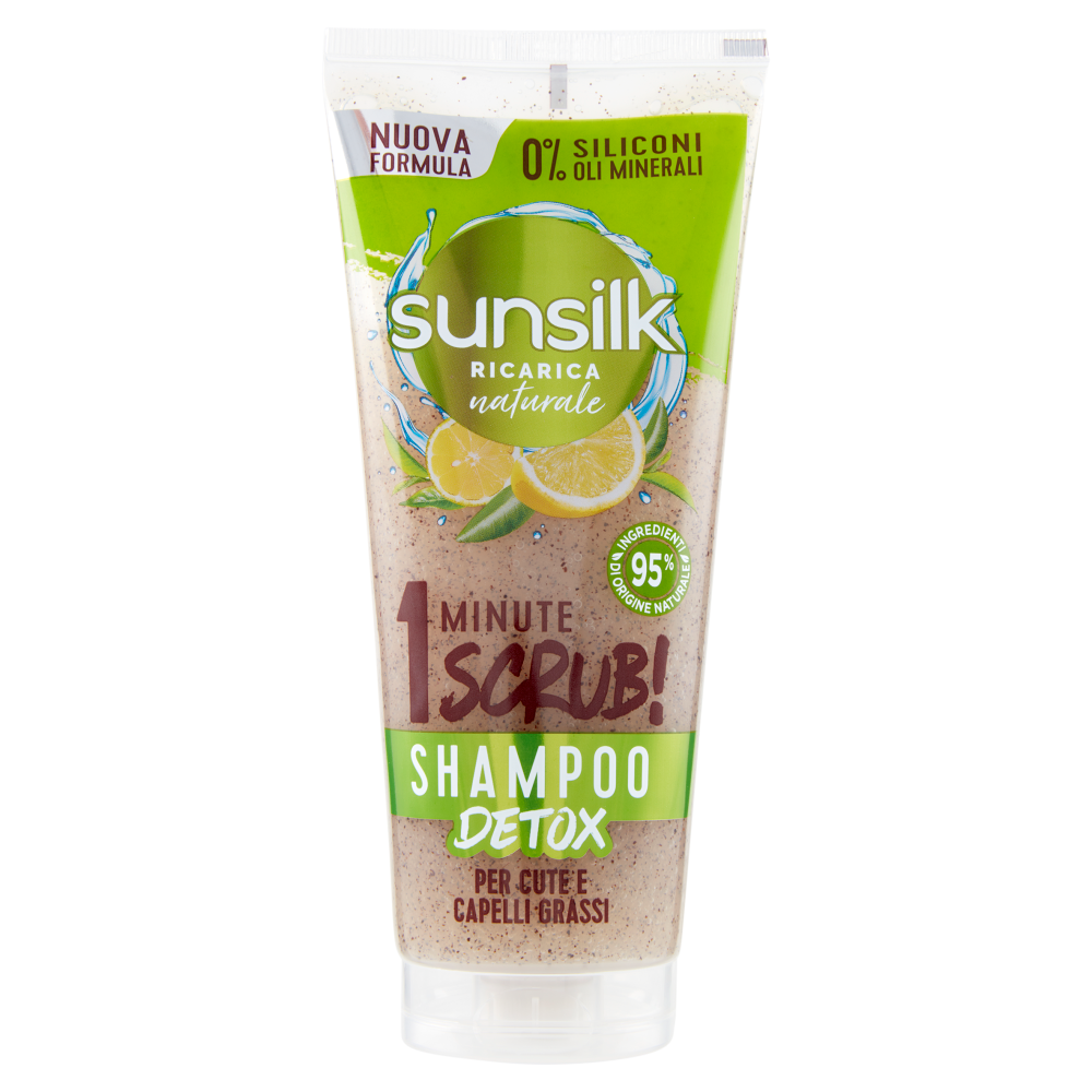 sunsilk Ricarica Naturale 1 Minute Scrub! Shampoo Detox per Cute e Capelli Grassi 200 ml