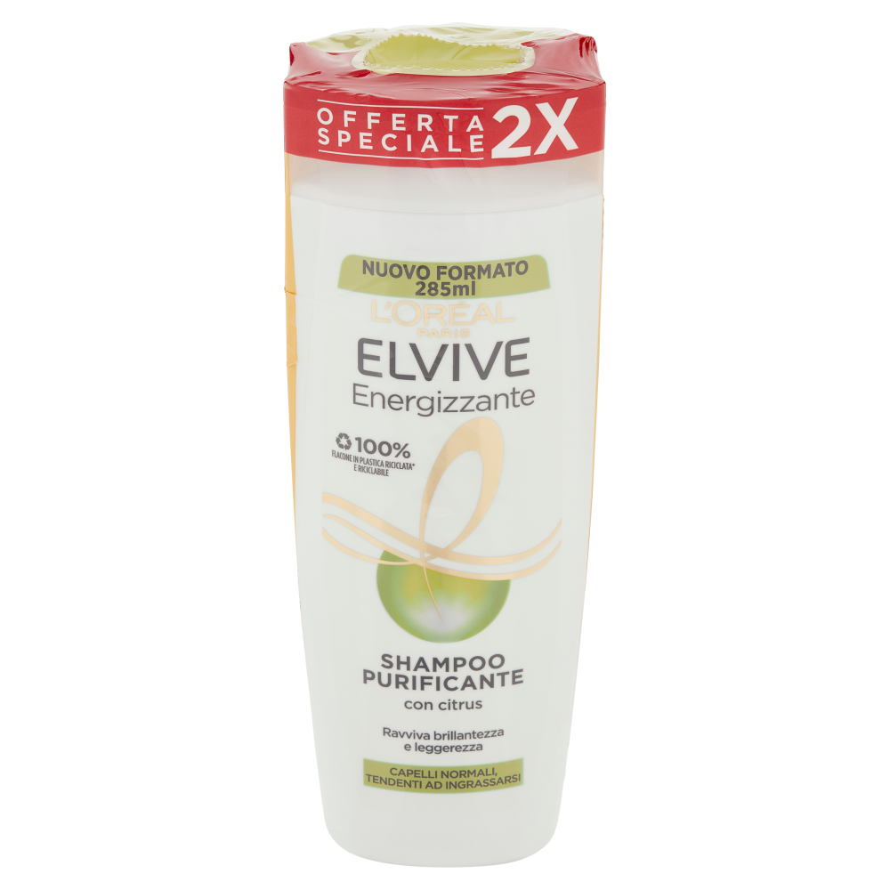 L'Or&eacute;al Paris Shampoo Elvive Energizzante Citrus, Per Capelli da Normali a Grassi, Confezione da 2