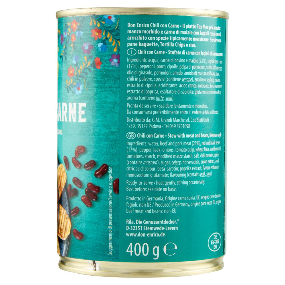 Don Enrico México Chili con Carne con fagioli alla messicana 400 g