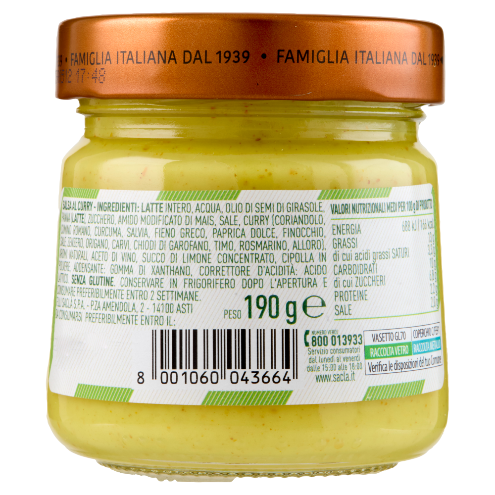 Saclà Salsa al Curry Delicata 190 g