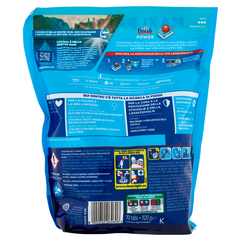 Finish Power All in One Lemon pastiglie lavastoviglie 70 lavaggi 1120 gr