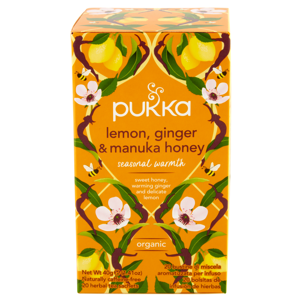 pukka lemon, ginger & manuka honey organic 20 bustine 40 g
