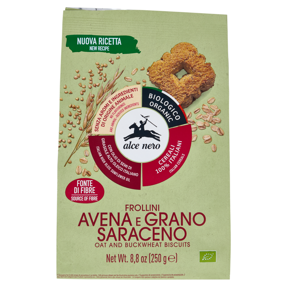 alce nero Frollini Avena e Grano Saraceno 250 g