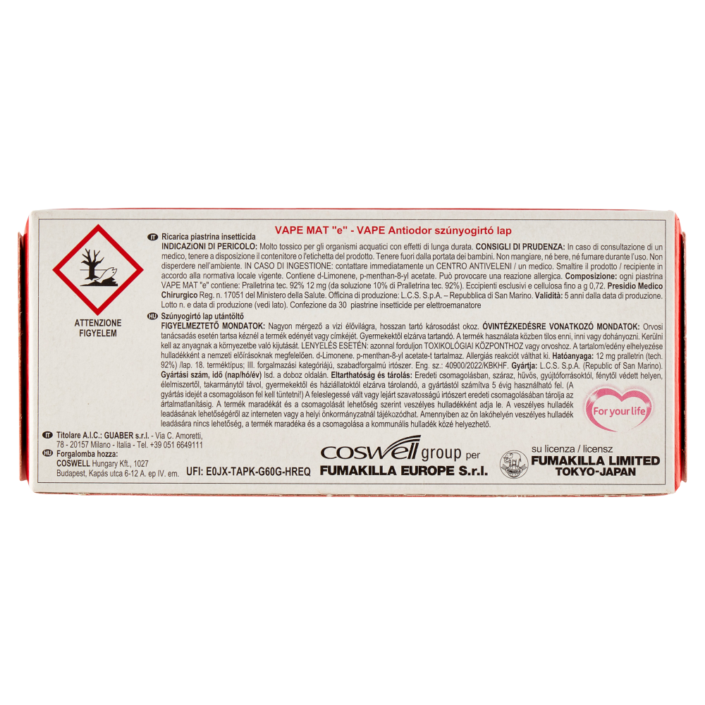 VAPE Piastrine Antiodore 30 pz