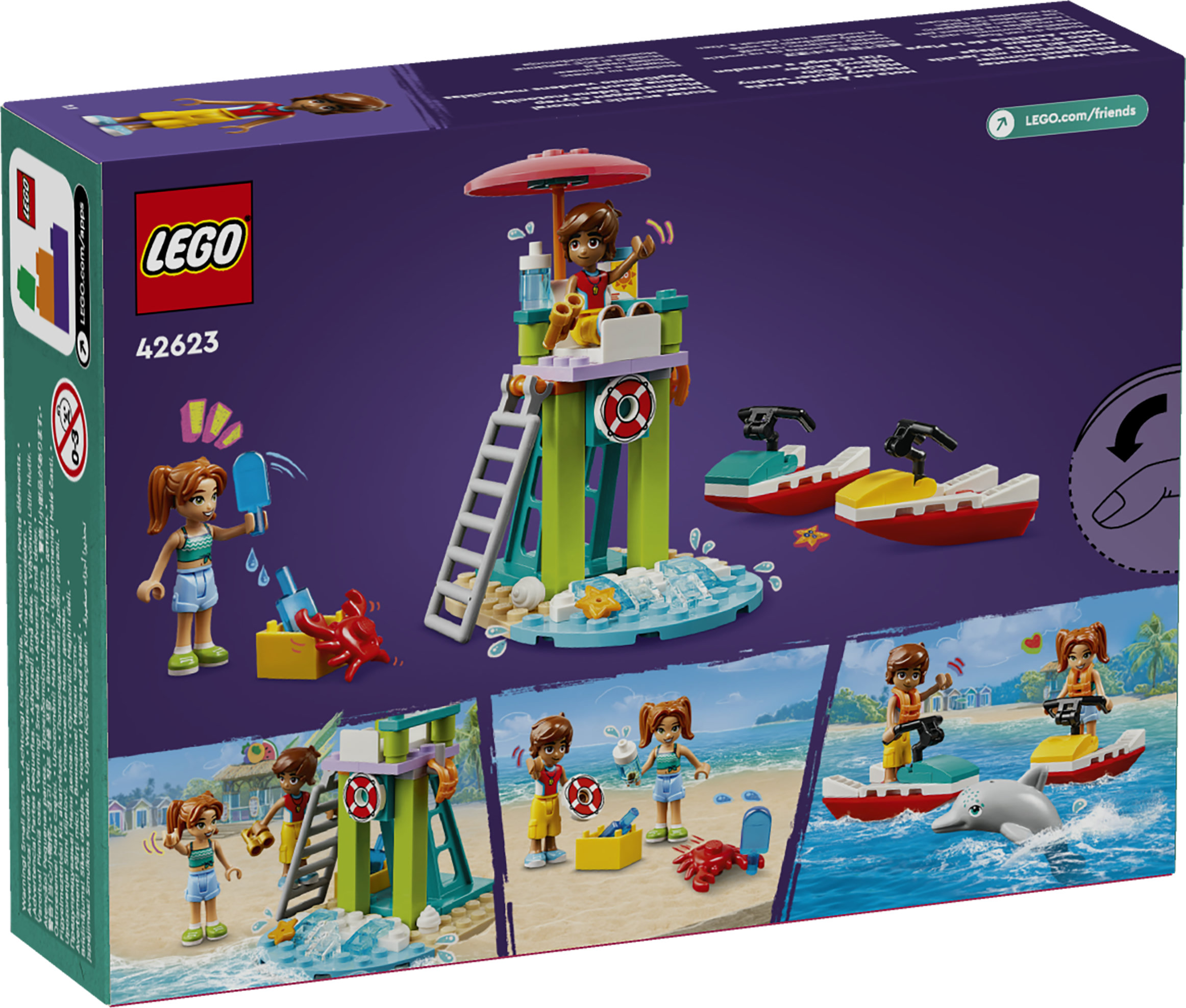LEGO Friends 42623 Moto d&rsquo;Acqua, Giochi di Ruolo per Bambini 5+ con 2 Mini Doll e Delfino, Giocattoli da Bagnino, Idee Regalo