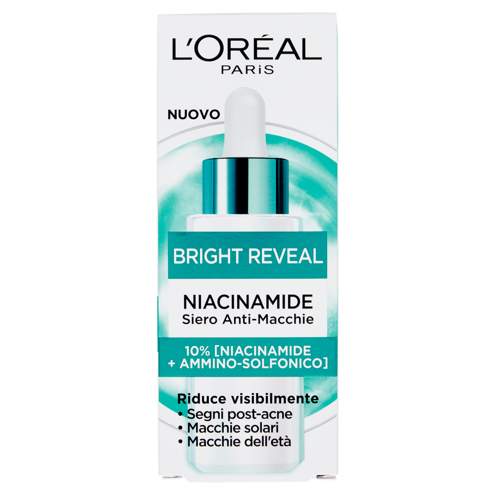 L'Oréal Paris Bright Reveal Siero Anti-Macchie 10% [Niacinamide + Acido Ammino-Solfonico], 30 ml